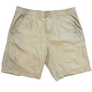 Red Head Chino Shorts Beige Regular Fit Stretch Elastic Waist Button Mens Size L
